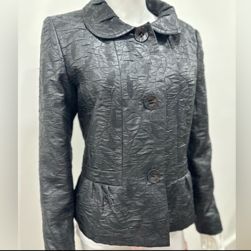 Chic Black Textured Button Up Jacket - image 4